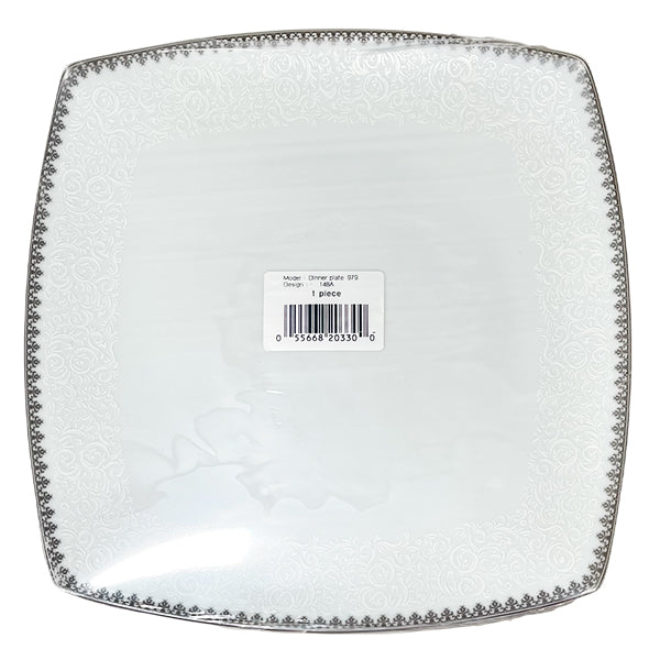 VICTORIA - SILVER RIM DINNER PLATE 6EA