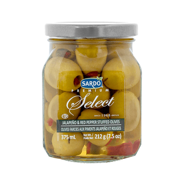 SARDO - JALAPENO & RED PEPPER STUFFED OLIVES 375ML