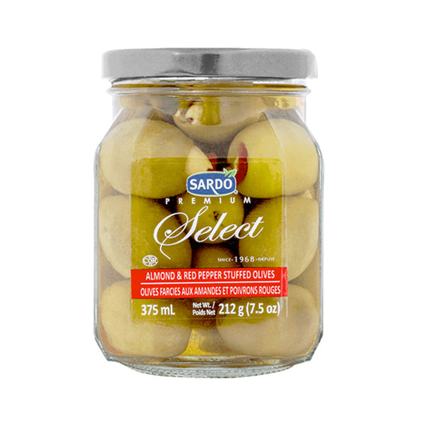 SARDO - ALMOND & RED PEPPER STUFFED OLIVES 375ML