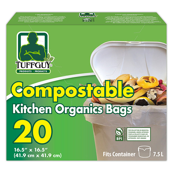 TUFFGUY - COMPOSTABLE KITCHEN ORGANICS BAGS 16.5" X 20EA