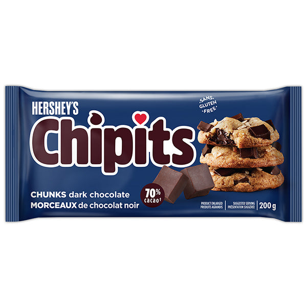 HERSHEY'S - CHIPITS DARK CHOCOLATE 70% CHUNKS 200GR