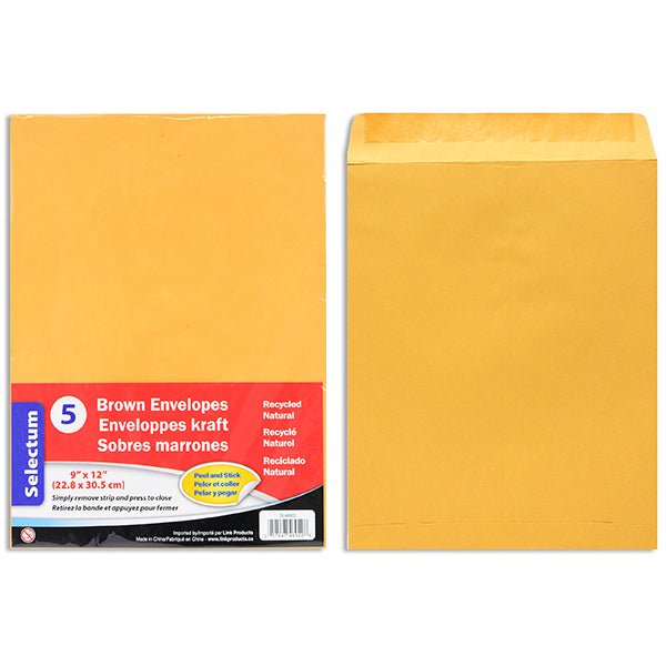 SELECTUM - KRAFT ENVELOPES 9x12in 5EA