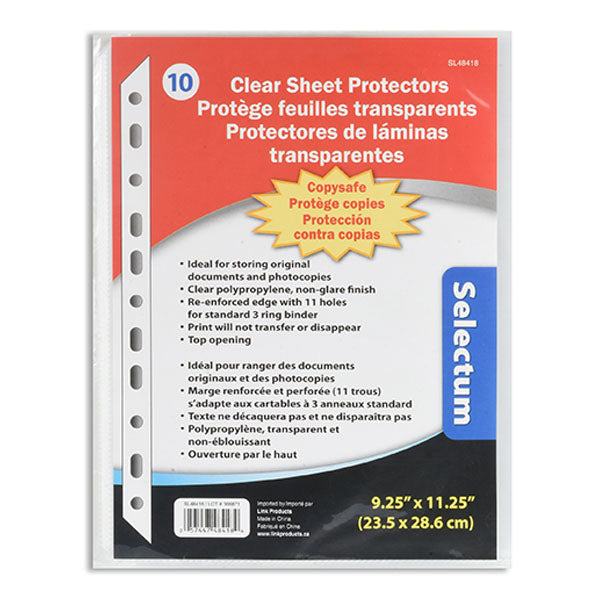 SELECTUM - 10PK SHEET PROTECTORS EA