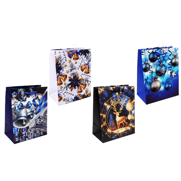 PK DOUGLASS - XMAS GIFT BAGS MEDIUM -BLUE SILVER GOLD 1 UN