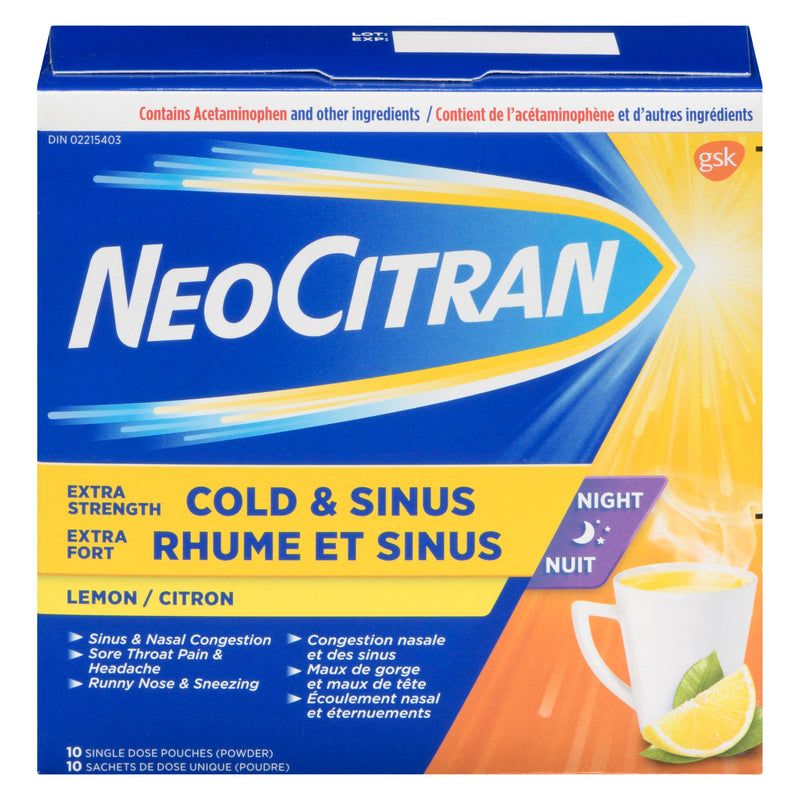 NEO CITRAN - ES COLD & SINUS NIGHT LEMON 10EA