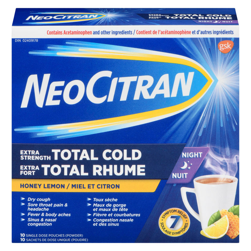 NEO CITRAN - EXTRA STRENGTH TOTAL COLD NIGHT HONEY LEMON 10EA