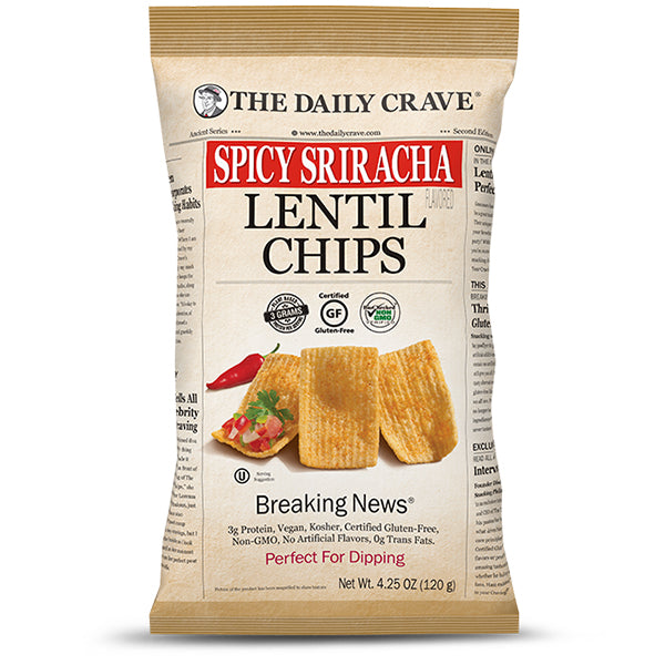 THE DAILY CRAVE - SPICY SRIRACHA LENTIL CHIPS 120GR