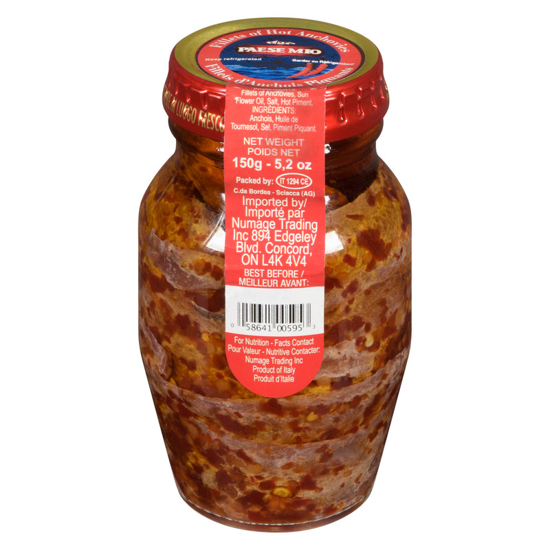 PAESE MIO - HOT ANCHOVY FILLETS 150GR