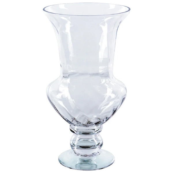 CLEAR GLASS PEDESTAL URN 8.6x15.7 IN