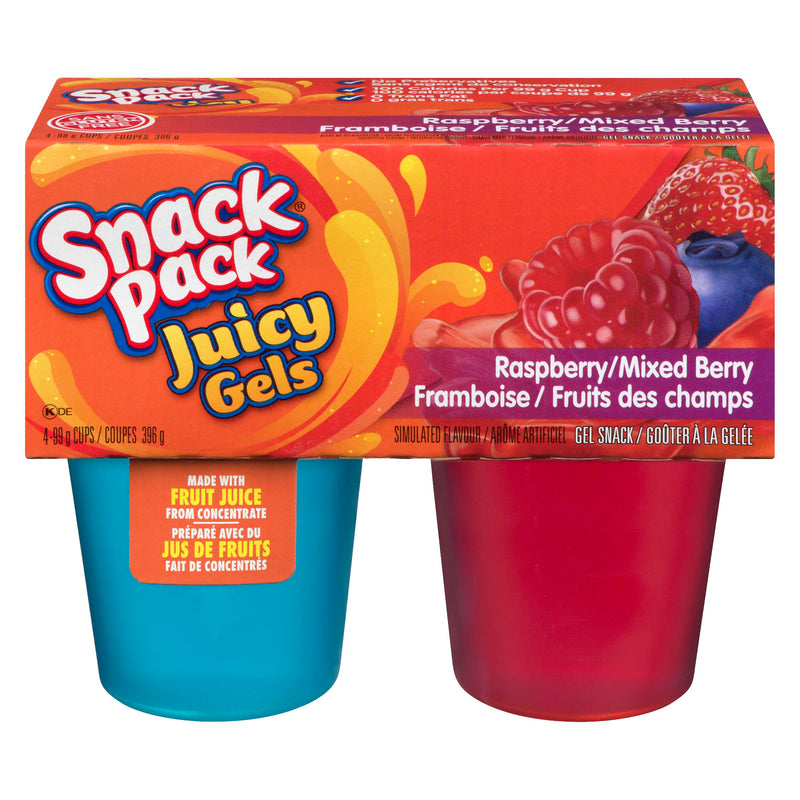 SNACK PACK - JUICY GELS RASPBERRY MIXED BERRY 4x99GR