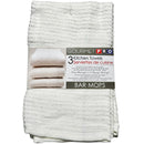 GOURMET PRO - RIBBED BAR MOP TEA TOWELS WHITE 3PC