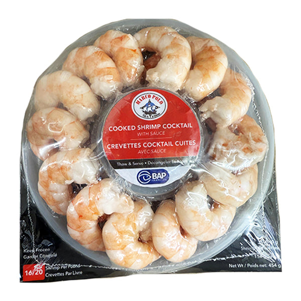 MARCO POLO - 16/20 COOKED WHITE SHRIMP TRAY 454GR