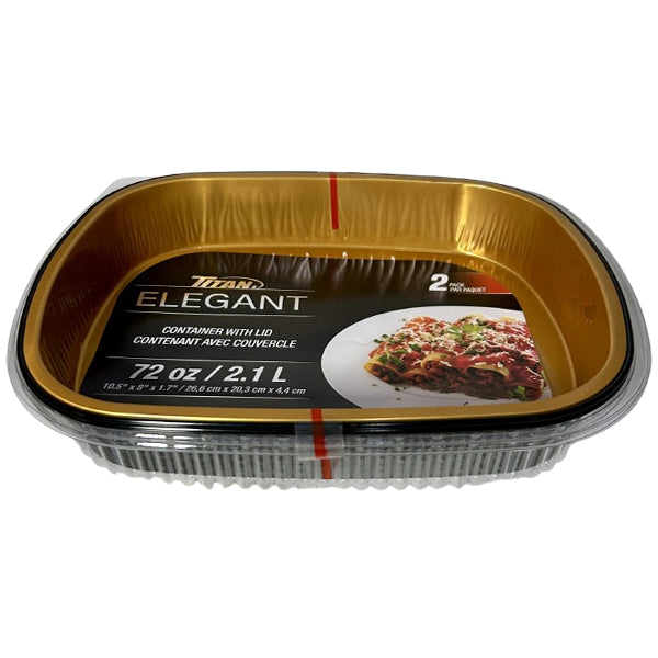 TITAN - ELEGANT  72OZ GOLD BLACK CONTAINERS W LIDS 2EA