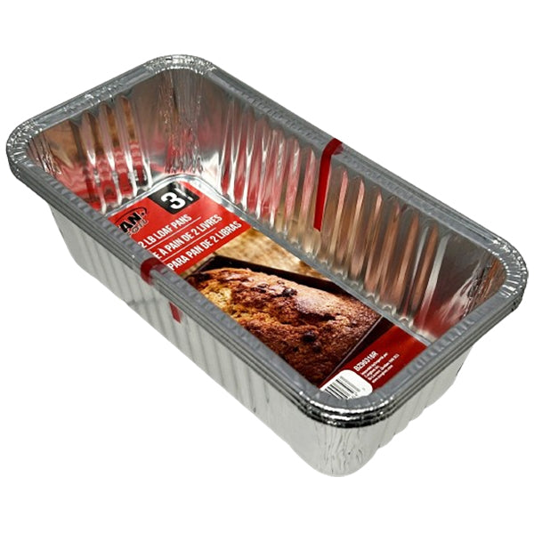 TITAN - FOIL ALUMINUM 2LB LOAF PANS 3EA