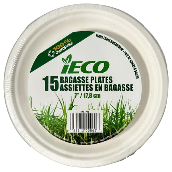 IECO - 7" BAGASSE PLATE 15EA