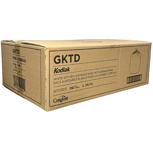 KODIAK - WHITE KITCHEN GARBAGE BAGS WITH STRING 24x20 EA