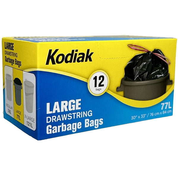 KODIAK - BLACK KITCHEN GARBAGE BAGS WITH STRING 24x12 EA