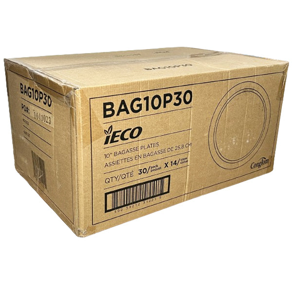 IECO - 10" BAGASSE PLATE 14x30 EA