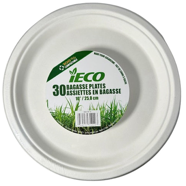 IECO - 10" BAGASSE PLATE 14x30 EA