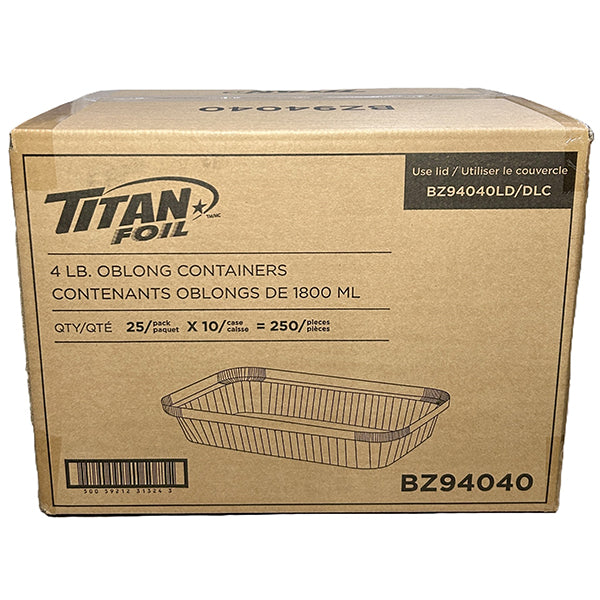 TITAN FOIL - 4LB OBLONG CONTAINERS 10x25 EA