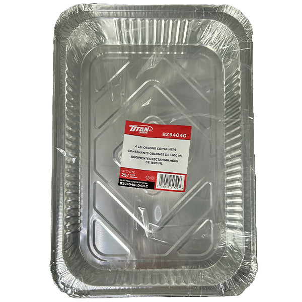 TITAN FOIL - 4LB OBLONG CONTAINERS 10x25 EA