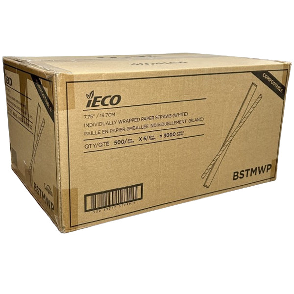 IECO - 7.75" PAPER STRAW COMPOSTABLE WRAPPED 6x500 EA