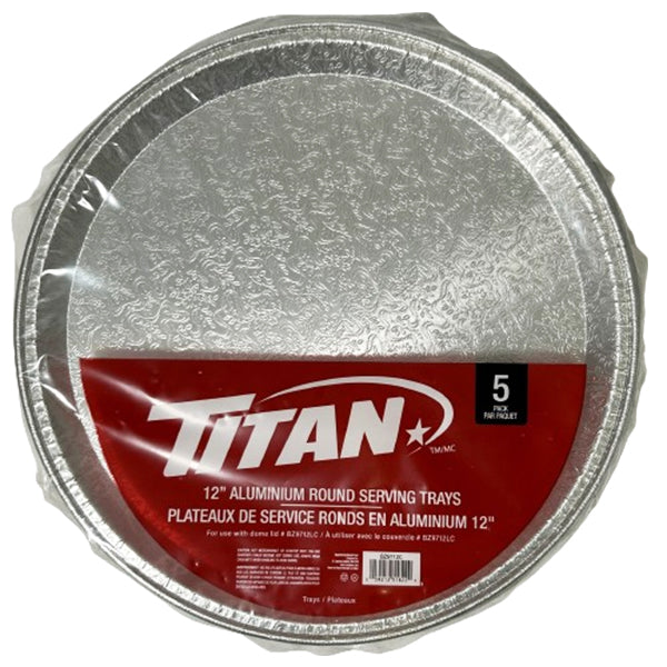 TITAN - 12IN ROUND ALUMINUM SERVING TRAYS 5CT