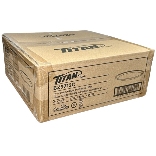 TITAN - 12IN ROUND ALUMINUM SERVING TRAYS 5x5 CT