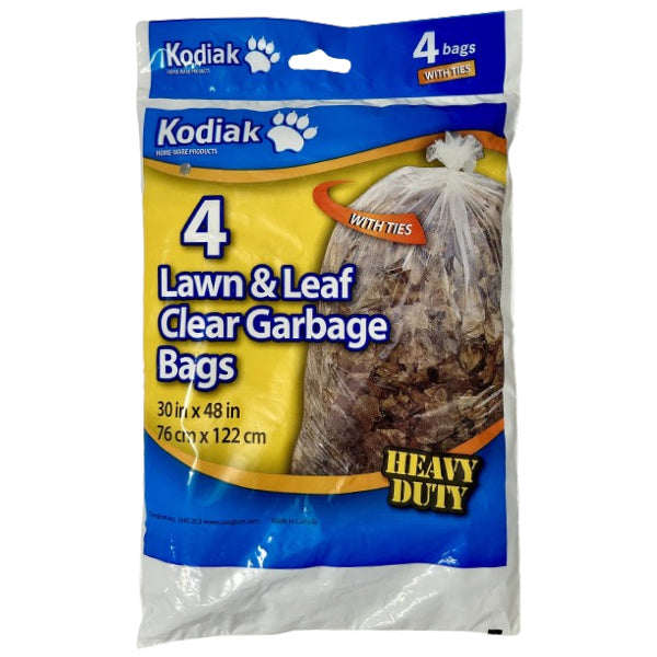 KODIAK - LAWN & LEAF CLEAR BAGS 30"x48" 4 EA