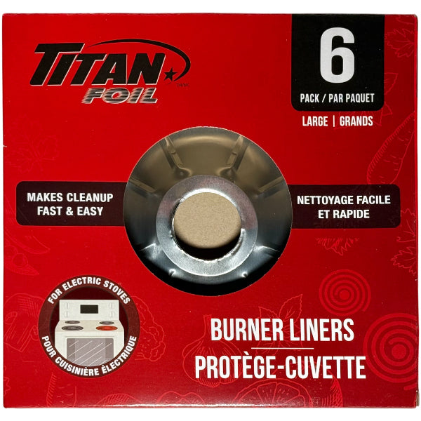 TITAN-FOIL - LARGE ELECTRIC BURNER LINERS 6PK