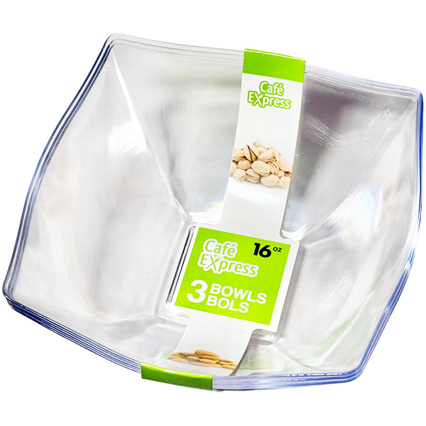 CAFE EXPRESS - SQUARE BOWLS CLEAR 16 OZ 24x3 EA