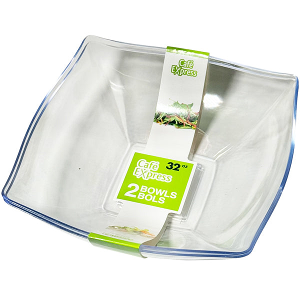 CAFE EXPRESS - SQUARE BOWLS CLEAR 32 OZ 2EA
