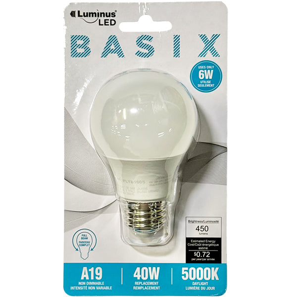 BASIX - LED A19/40W DAYLIGHT LIGHT BULB EA