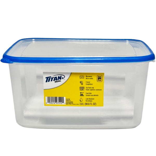 TITAN - LARGE TALL RECTANGLE FOOD CONTAINER 2.8L 24x1 EA