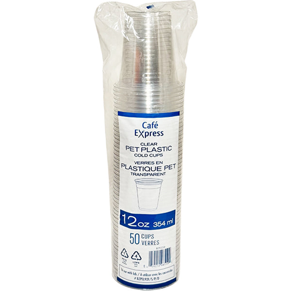 CAFE EXPRESS - CLEAR PET PLASTIC CUPS 12oz 50EA