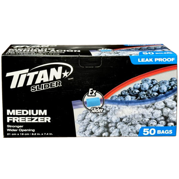 TITAN - SLIDER FREEZER BAG MEDIUM 50PK