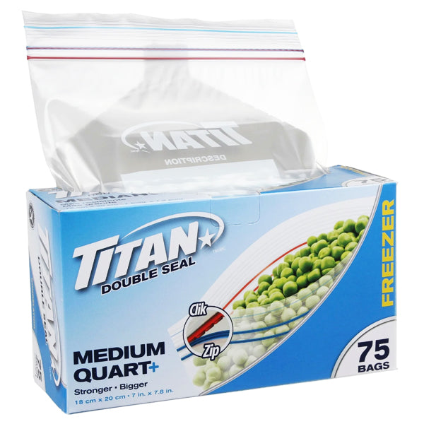 TITAN - CLIK ZIP MEDIUM FREEZER BAG 75EA