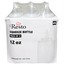 RESTO - 12oz CLEAR SQUEEZE BOTTLE W/LID 6PK