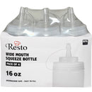 RESTO - 16oz CLEAR WIDE MOUTH SQUEEZE BOTTLE W/LID 6PK