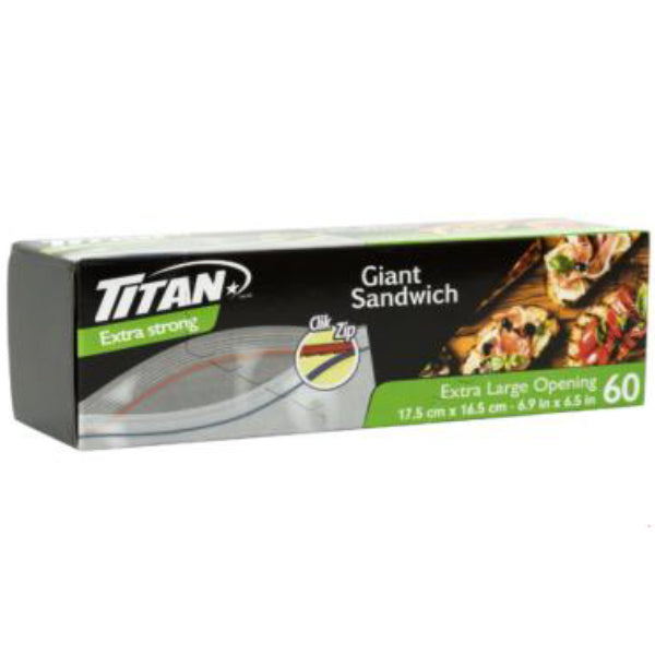 TITAN - CLIK ZIP GIANT SANDWICH BAG 60EA