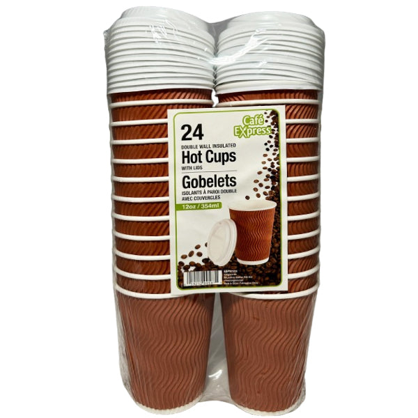 CAFE EXPRESS - 12OZ HOT CUP WITH LID 24EA