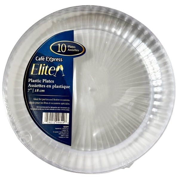 ELITE - 7 IN CLEAR POLYSTYRENE PLATES EA