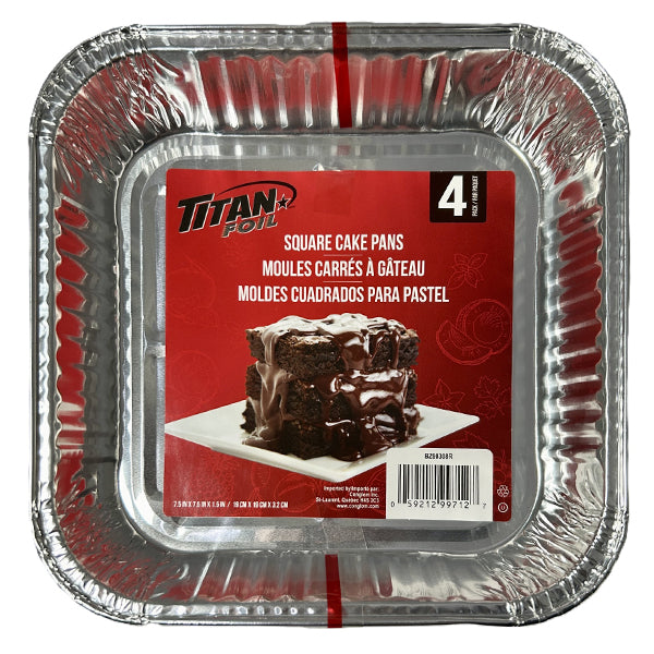 TITAN - FOIL SQUARE ALUMINUM CAKE PANS 4EA