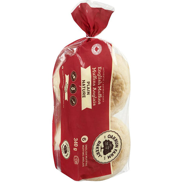 OAKRUN FARM - WHITE ENGLISH MUFFINS 6PACK 340GR