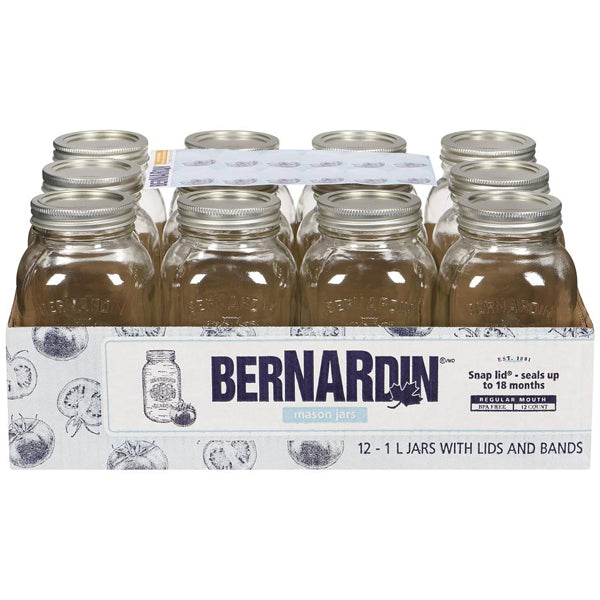 BERNARDIN - REGULAR MASON JAR/STD LIDS 12x1LT