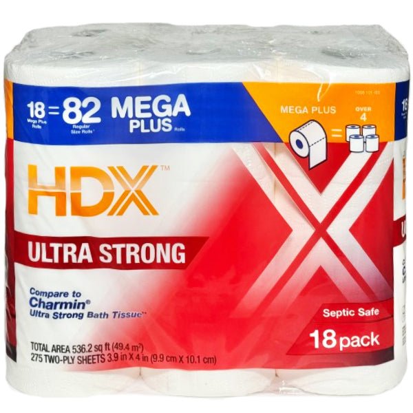 HDX - ULTRA STRONG BATH TISSUE 18=82 18 PK