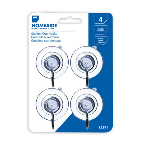 HOME-AIDE - 4 SUCTION CUP HOOKS 2in EA