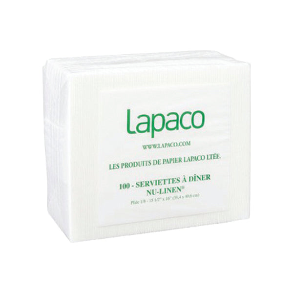 LAPACO - NU-LINEN WHITE DINNER NAPKIN 1/8 FOLD 100EA