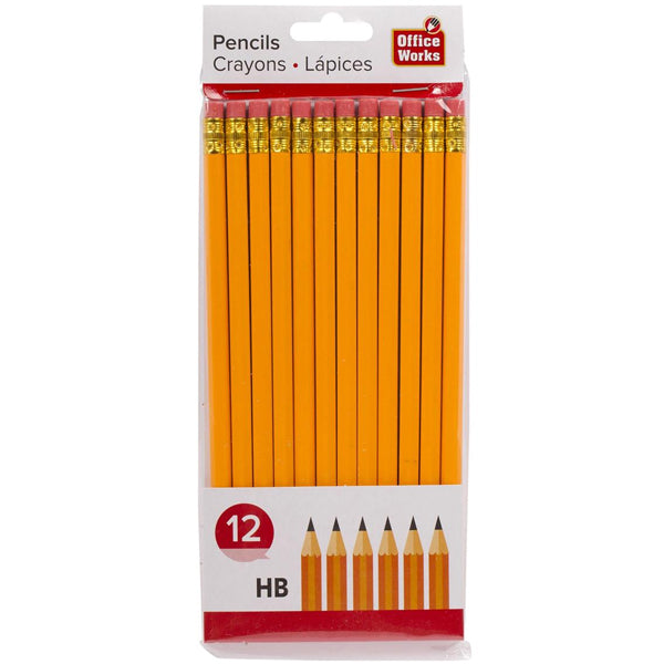 HB - PENCIL W/ERASER 12PC EA
