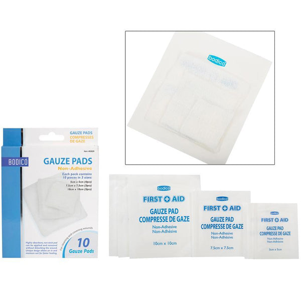 BODICO - GAUZE PADS 10PIECES 3 SIZE EA